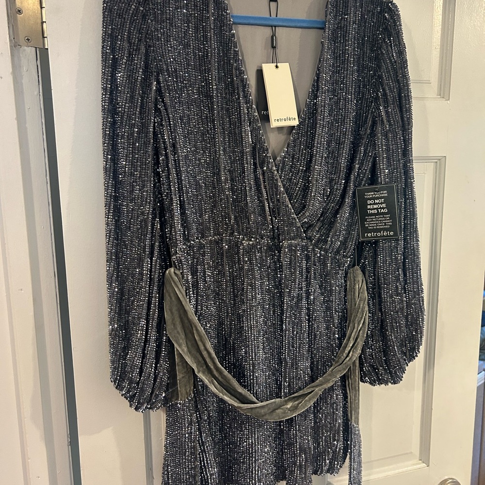 NWT - Retrofete Silver Mini Dress